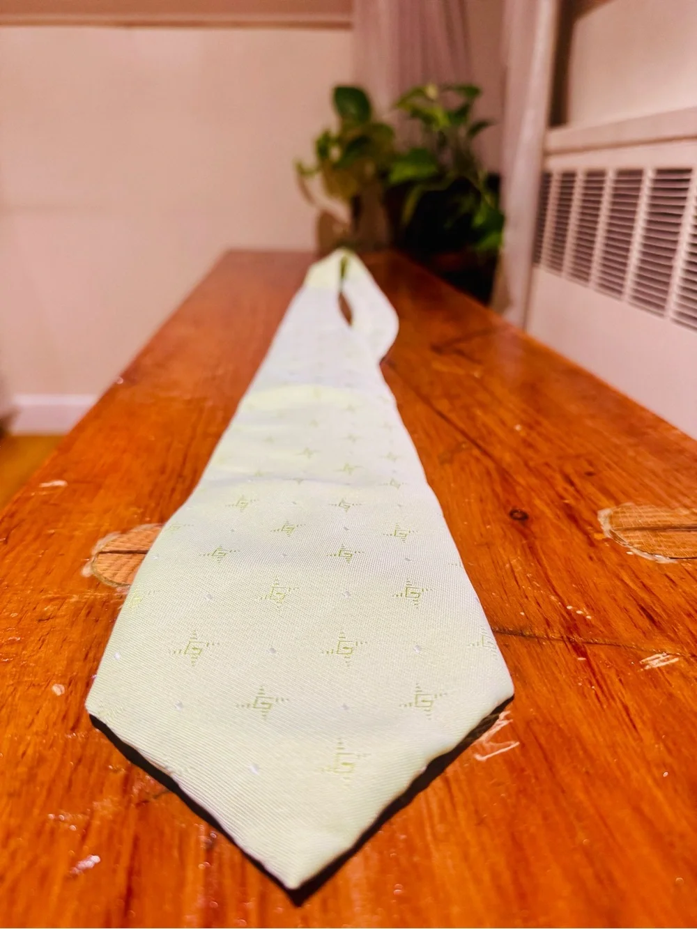 Light Green Patterned Men's Tie